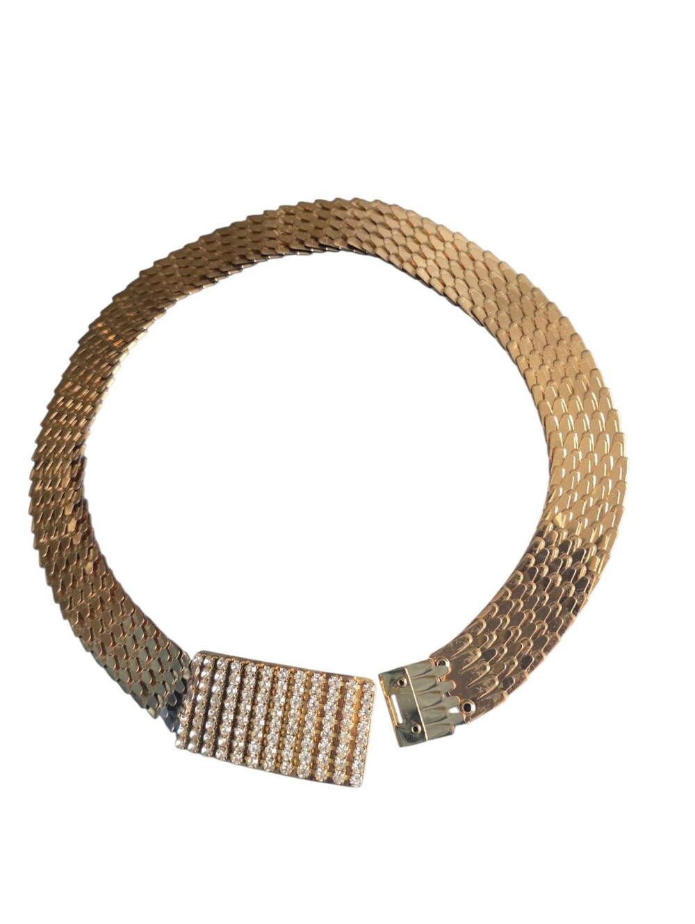 Vintage Gold Tone Rhinestone Stretch Belt | Glam Disco Statement Waist Belt